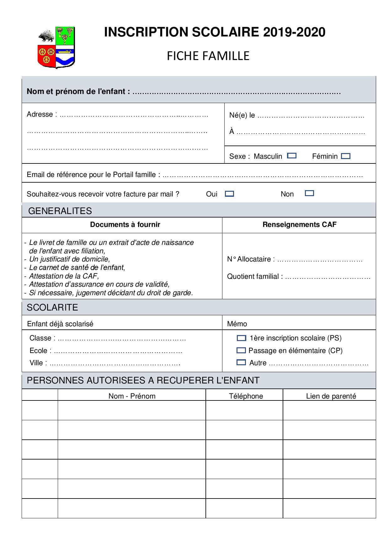 Inscriptions scolaires 2019 | Bruyères sur Oise