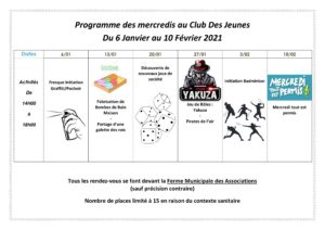 mercredi au club des jeunes