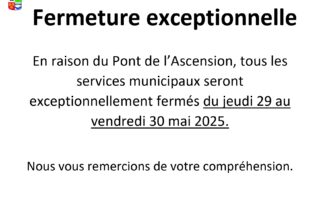 Fermeture exceptionnelle